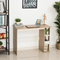 HOMCOM Bureau met rek boekenkast computertafel kantoortafel spaanplaat naturel + wit(m-2)