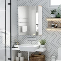 kleankin badkamerspiegel badkamermeubel spiegelkast wandkast met 3 planken make-upkast spaanplaat wit 60 x 20,5 x 75 cm(m-2)