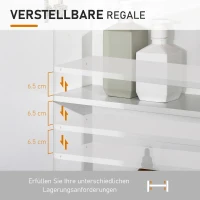 kleankin badkamerspiegel badkamermeubel spiegelkast wandkast met 3 planken make-upkast spaanplaat wit 60 x 20,5 x 75 cm(m-5)