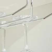 HOMCOM Wijnkast wijnrek voor 20 flessen met 3 haken glazen deur spaanplaat hardhout wit(m-9)