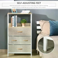 HOMCOM Chest of Drawers Bedroom Unit Storage Cabinet with 4 Fabric Bins for Living Room(m-7)