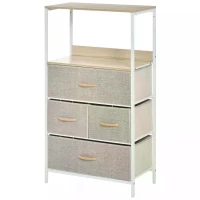 HOMCOM Chest of Drawers Bedroom Unit Storage Cabinet with 4 Fabric Bins for Living Room(m-11)