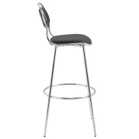 HOMCOM 2-delige. Barkruk keukenkruk met rugleuning kunststof pinnen voor keuken eetkamer metaal PU schuimstof zwart 42,5 x 48,5 x 104 cm(m-5)