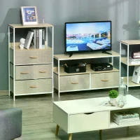 HOMCOM Chest of Drawers Bedroom Unit Storage Cabinet with 4 Fabric Bins for Living Room(m-2)