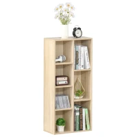 HOMCOM boekenplank woonkamer plank boekenkast staande kast met 7 vakken eiken MDF 50 x 24 x 106 cm(m-1)