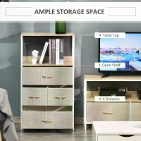 HOMCOM Chest of Drawers Bedroom Unit Storage Cabinet with 4 Fabric Bins for Living Room(m-4)