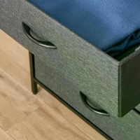 HOMCOM 4 Drawer Chest of Drawer, Bedroom Dresser with Open Shelves and Metal Frame, Dark Grey(m-8)