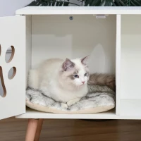 PawHut Kattenhuis met Kussen Wit 75cm x 40cm x 56cm(m-9)
