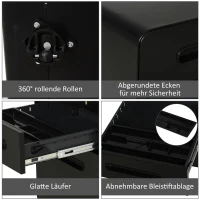 Vinsetto rolcontainer, archiefkast, kantoorcontainer met 3 laden, kantoorkast, opslag, container, staal, zwart, 39 x 48 x 59 cm(m-6)