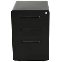 Vinsetto rolcontainer, archiefkast, kantoorcontainer met 3 laden, kantoorkast, opslag, container, staal, zwart, 39 x 48 x 59 cm(m-2)