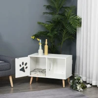 PawHut Kattenhuis met Kussen Wit 75cm x 40cm x 56cm(m-2)