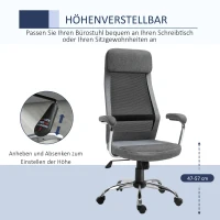 Vinsetto bureaustoel computerstoel ergonomische bureaustoel hoogteverstelling en hoofdsteun met schuimstof scandinavische stijl lichtgrijs + zwart 65 x 60 x 119-129 cm(m-4)