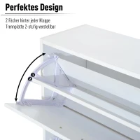 HOMCOM schoenkast schoenenkast schoenenrek schoenrek met 2 kleppen 10–12 paar spaanplaat wit 60 x 24 x 80 cm | Aosom.nl(m-5)