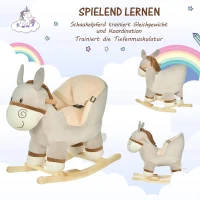 HOMCOM hobbelpaard voor kinderen baby schommeldier ezel voor 18-36 maanden grijs(m-4)