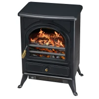 HOMCOM® Elektrische haardkachel | vrijstaande kachel | 900 / 1800 W | 41,5 x 28 x 54 cm | Zwart | Aosom.de(m-1)