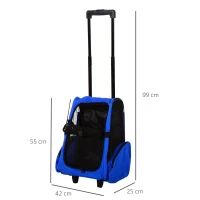 Hondentrolley transporttas draagtas dieren 2-in-1 rugzak trolley blauw(m-3)