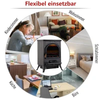 HOMCOM® Elektrische haardkachel | vrijstaande kachel | 900 / 1800 W | 41,5 x 28 x 54 cm | Zwart | Aosom.de(m-6)