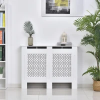 HOMCOM® radiatorombouw 112 cm witte radiatorbekleding verwarmingsbedekking, MDF, (112 L x 82 B x 19 H cm)(m-4)