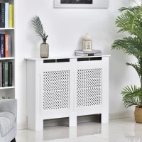 HOMCOM® radiatorombouw 112 cm witte radiatorbekleding verwarmingsbedekking, MDF, (112 L x 82 B x 19 H cm)(m-2)