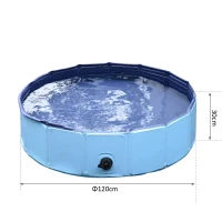 Pawhut hondenbad hondenzwembad waterbak zwembad Ø80 / 120 / 160 cm blauw/rood(m-3)