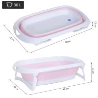 HOMCOM® babybadje ergonomisch babybadje slipvast inklapbaar kunststof roze 80 x 48 x 21 cm | Aosom.de(m-3)