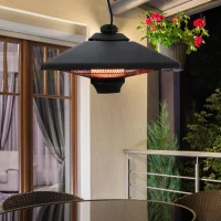 Outsunny Terrasverwarmer plafondverwarmer met LED-verlichting afstandsbediening 2000 W(m-2)