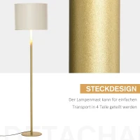 HOMCOM Vloerlamp met PU-trommelkap voor op kantoor in de woonkamer wit(m-4)