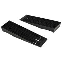 HOMCOM 2 oprijplaten, drempeloprit, oprijplaat, rubberen oprijplaten, PP, zwart, 70 x 20 x 8 cm 70x20x8 | Aosom.de