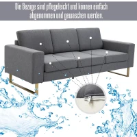 HOMCOM bank gestoffeerde 3-zitsbank tv-fauteuil gestoffeerde bank loungebank kussen(m-7)