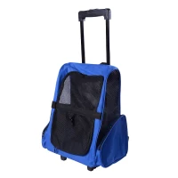 Hondentrolley transporttas draagtas dieren 2-in-1 rugzak trolley blauw(m-1)