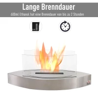 HOMCOM Ethanolkachel 0,6 L bio-ethanolbrander 2 uur Brandtijd rookloos roestvrij staal(m-6)