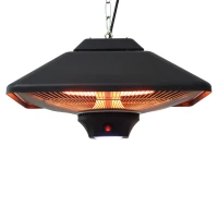 Outsunny Terrasverwarmer plafondverwarmer met LED-verlichting afstandsbediening 2000 W(m-1)