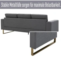 HOMCOM bank gestoffeerde 3-zitsbank tv-fauteuil gestoffeerde bank loungebank kussen(m-5)