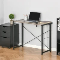 HOMCOM bureau computertafel kantoortafel thuiskantoor tafel opklapbaar met E1-spaanplaat metalen frame industrieel design rustiek bruin + zwart 90 x 45 x 74 cm(m-4)