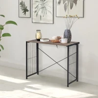HOMCOM bureau computertafel kantoortafel thuiskantoor tafel opklapbaar met E1-spaanplaat metalen frame industrieel design rustiek bruin + zwart 90 x 45 x 74 cm(m-5)