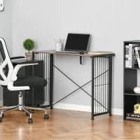 HOMCOM bureau computertafel kantoortafel thuiskantoor tafel opklapbaar met E1-spaanplaat metalen frame industrieel design rustiek bruin + zwart 90 x 45 x 74 cm(m-2)
