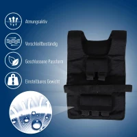 HOMCOM 30 kg trainingsvest, gewichtsvest, verstelbaar, krachttraining, fitness, Oxford, ijzer, zwart, 36 x 52 cm(m-4)