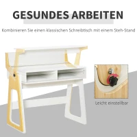 HOMCOM sta bureau met 2 vakken in Scandi design 98 cm x 53.5 cm x 76 cm(m-5)