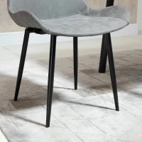 HOMCOM eetkamerstoel moderne keukenstoel met rugleuning metalen poten voor receptie woonkamer stoel synthetisch leer schuimstof metaal grijs 51,5 x 59 x 82 cm(m-6)