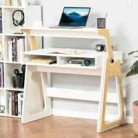 HOMCOM sta bureau met 2 vakken in Scandi design 98 cm x 53.5 cm x 76 cm(m-2)