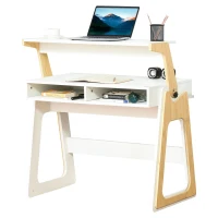 HOMCOM sta bureau met 2 vakken in Scandi design 98 cm x 53.5 cm x 76 cm(m-1)