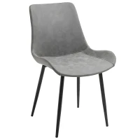 HOMCOM eetkamerstoel moderne keukenstoel met rugleuning metalen poten voor receptie woonkamer stoel synthetisch leer schuimstof metaal grijs 51,5 x 59 x 82 cm(m-1)