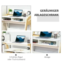 HOMCOM sta bureau met 2 vakken in Scandi design 98 cm x 53.5 cm x 76 cm(m-6)