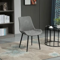 HOMCOM eetkamerstoel moderne keukenstoel met rugleuning metalen poten voor receptie woonkamer stoel synthetisch leer schuimstof metaal grijs 51,5 x 59 x 82 cm(m-5)