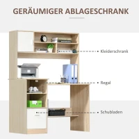 HOMCOM bureau met wandplanken, computerbureau(m-4)