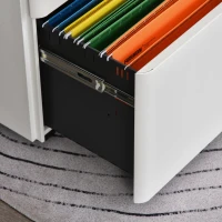 Vinsetto rolcontainer, mobiele archiefkast met 3 lades, kantoorkast, opslag, staal, wit, 39 x 48 x 59 cm(m-10)