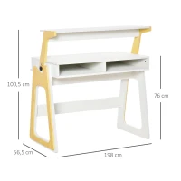 HOMCOM sta bureau met 2 vakken in Scandi design 98 cm x 53.5 cm x 76 cm(m-3)