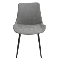 HOMCOM eetkamerstoel moderne keukenstoel met rugleuning metalen poten voor receptie woonkamer stoel synthetisch leer schuimstof metaal grijs 51,5 x 59 x 82 cm(m-4)