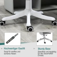Vinsetto Ergonomische Bureaustoel Draaistoel met Schommelfunctie, Verstelbare Armleuning, Hoogteverstelling, Linnen Look Nylon Grijs+Wit 62,5 x 60 x 94-104 cm(m-9)
