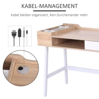 HOMCOM bureau, computertafel, bureautafel, werktafel, pc-tafel, veelzijdig inzetbaar met zes opbergvakken, lade, breed tafelblad voor studeerkamer, kantoor en woonkamer naturel 100 x 55 x 81,5 cm(m-5)